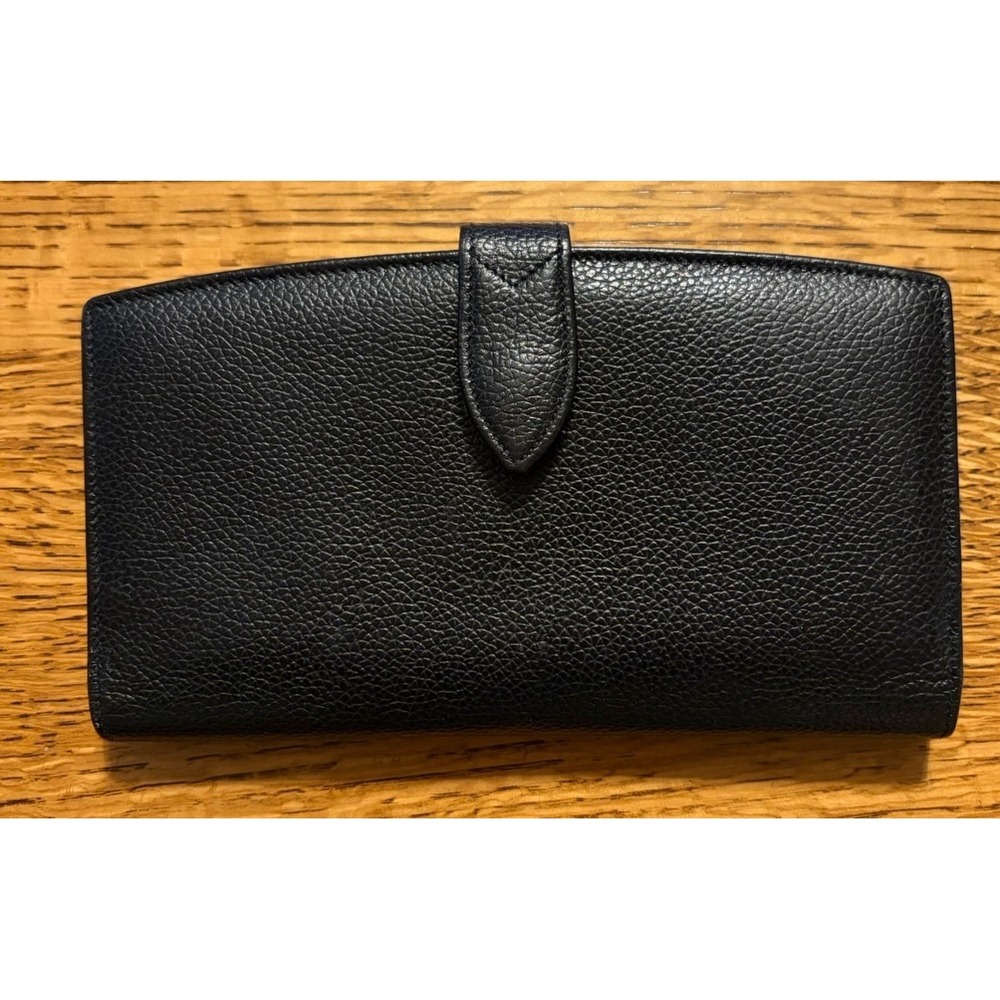 Vtg Coach Madison Black Caviar Leather Continental Kisslock Wallet Italy EUC